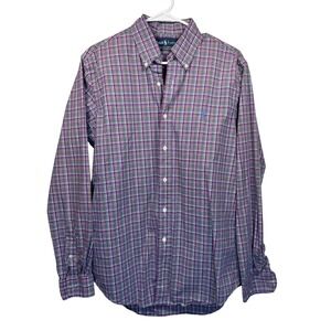 Ralph Lauren Mens Plaid Button Down Long Sleeve Shirt Custom‎ Fit